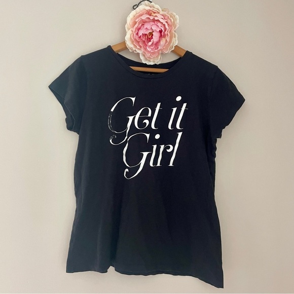 🎯3/$10 Express One Eleven Get It Girl Crewneck Graphic Tee Large Black Cotton - Picture 1 of 6